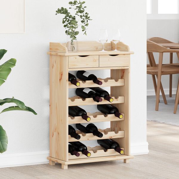 vidaXL Vīna plaukts Brūna 90 x 60 x 30 cm Cieta priedes koks