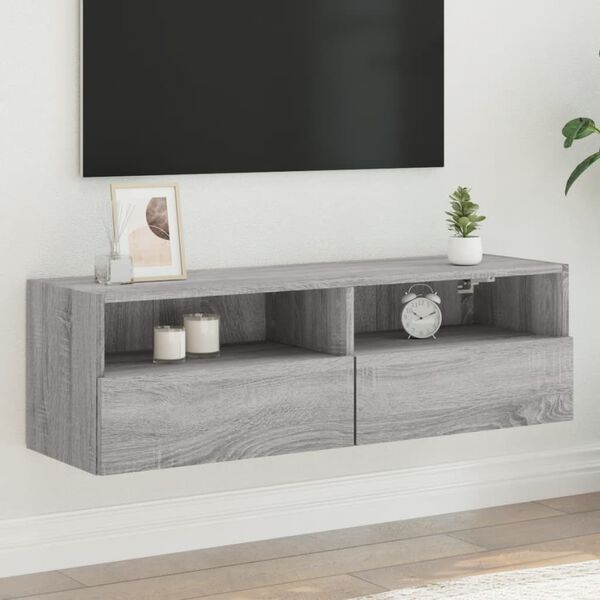 vidaXL TV skapītis, pelēka ozola, 100x30x30 cm, inženierijas koks