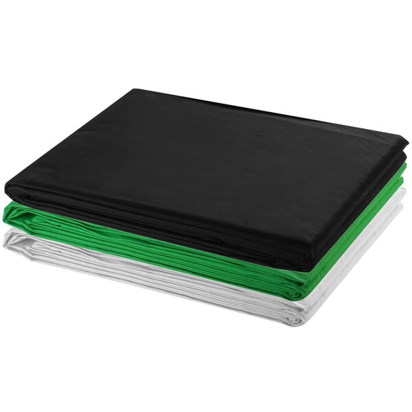 vidaXL fotostudijas fonu komplekts, 3 gab., regulējams rāmis, 3x5 m