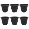 vidaXL Apaļais puķu pods 6 gab. Melna &Oslash; 22 x 18 cm Plastmasa