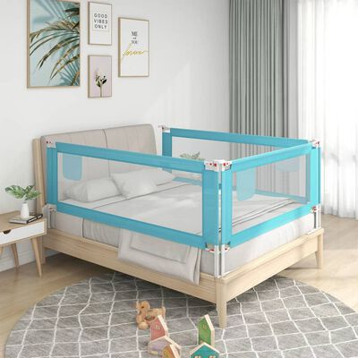 vidaXL bērnu gultas aizsargbarjera, zila, 200x25 cm, audums