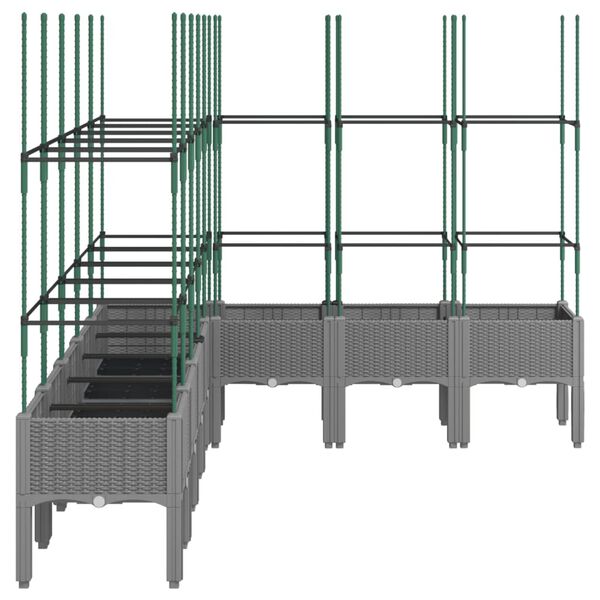 vidaXL dārza puķu kaste ar &scaron;paleru, gai&scaron;i pelēka, 200x160x142,5 cm, PP