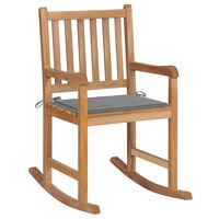 vidaXL šūpuļkrēsls ar pelēku matraci, masīvs tīkkoks