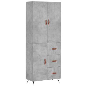 vidaXL augstais skapis, pelēks, 69,5x34x180 cm, inženierijas koks