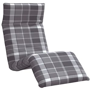 vidaXL saliekams sauļo&scaron;anās krēsls, pelēks rūtains raksts, 175x54x8,5 cm, oksfordas audums