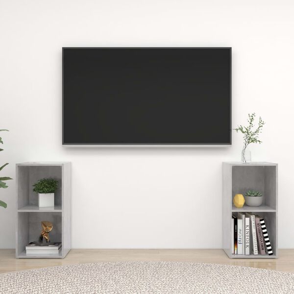 vidaXL TV plaukti, 2 gab. betona pelēki 72x35x36,5cm inženierijas koks
