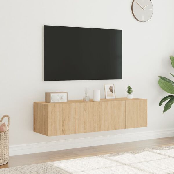 vidaXL TV plaukti ar LED lampiņām, 2 gab., 60x35x31 cm, koka krāsa