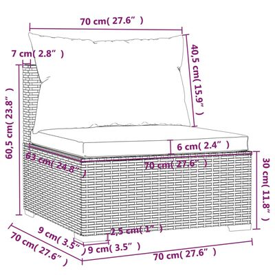 vidaXL 11-daļīgs dārza mēbeļu komplekts ar matračiem, PE rotangpalma