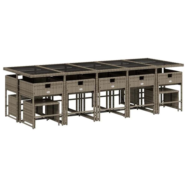 vidaXL 15-daļīgs dārza mēbeļu komplekts ar matračiem, PE rotangpalma