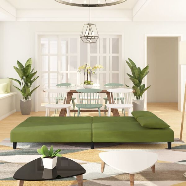 vidaXL 2-vietīga dīvāngulta ar diviem spilveniem, gai&scaron;i zaļ&scaron; samts