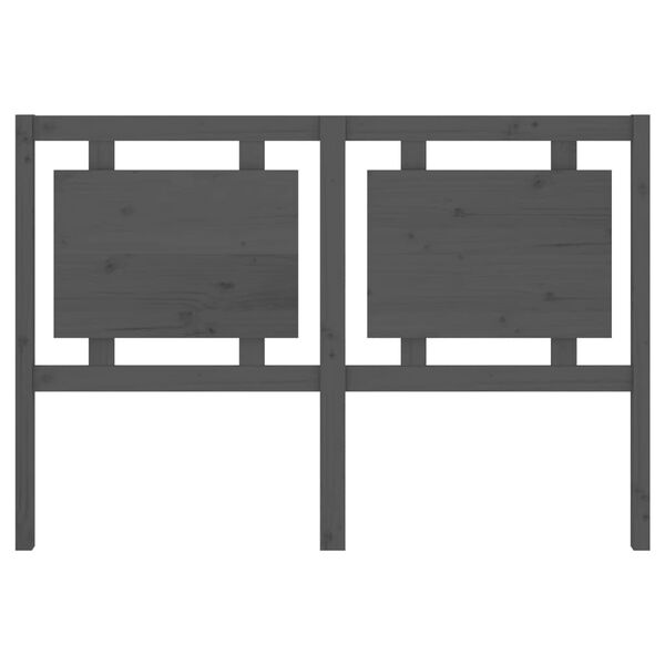 vidaXL gultas galvgalis, pelēks, 145,5x4x100 cm, priedes masīvkoks