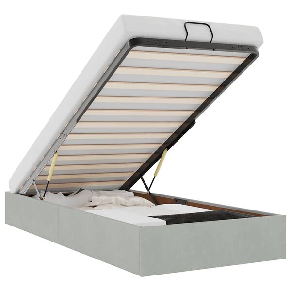 vidaXL Osmaņu gultas rāmis bez matrača gaiši pelēks 100x200 cm samts