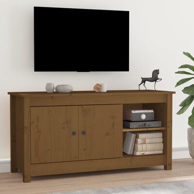 vidaXL TV skapītis, medus brūns, 103x36,5x52 cm, priedes masīvkoks