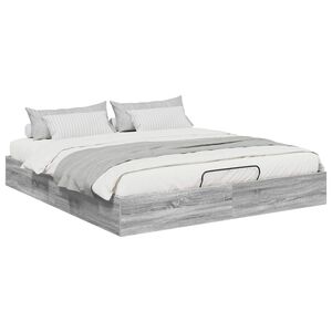 vidaXL Otomāna gultas rāmis Pelēka Sonoma 203 x 180 x 25 cm