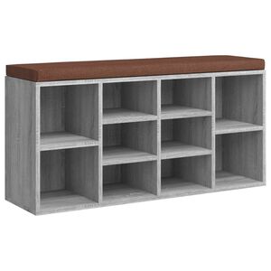 vidaXL apavu plaukts, pelēks, 103x30x48 cm, inženierijas koks