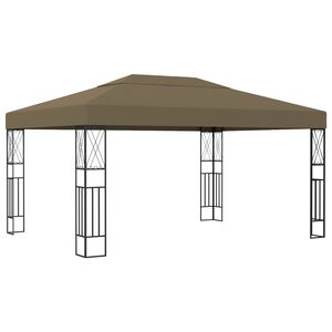 vidaXL dārza nojume, 3x4 m, pelēkbrūns audums