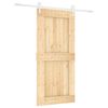 vidaXL Slīdo&scaron;ās durvis Dabisks un balts 95 x 210 cm Cieta priedes koks