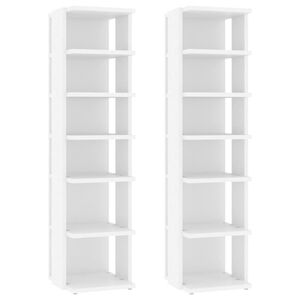 vidaXL apavu plaukti, 2 gab., 27,5x27x102 cm, balti, inženierijas koks