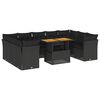 vidaXL 10-daļīgs dārza dīvāna komplekts, matrači, melna PE rotangpalma