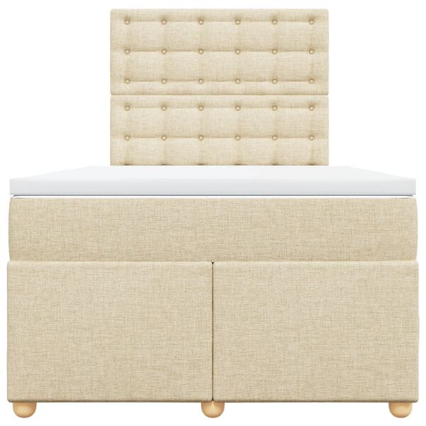 vidaXL atsperu gulta ar matraci, krēmkrāsas audums, 120x190 cm