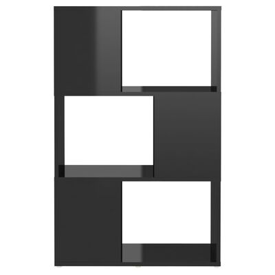 vidaXL grāmatu plaukts, 60x24x94 cm, spīdīgi melns, skaidu plāksne