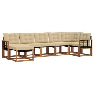 vidaXL Āra dīvānu komplekts ar spilvenu 7 pcs Dabisks un bē&scaron;s