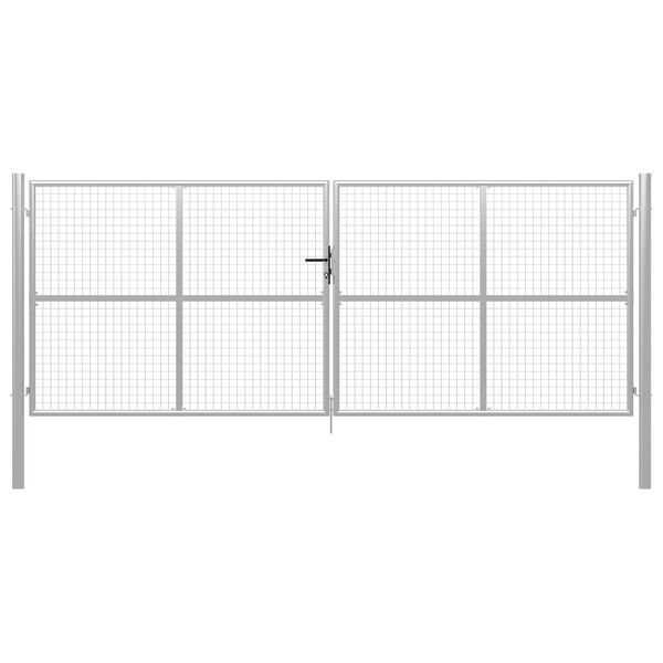 vidaXL dārza vārti, cinkots tērauds, 400x150 cm, sudraba krāsā