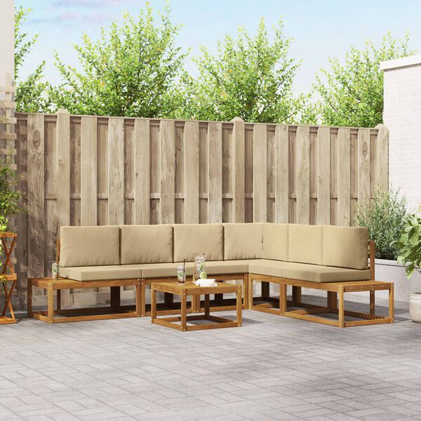 vidaXL Āra dīvānu komplekts ar spilvenu 7 Gabals Dabisks un bē&scaron;s