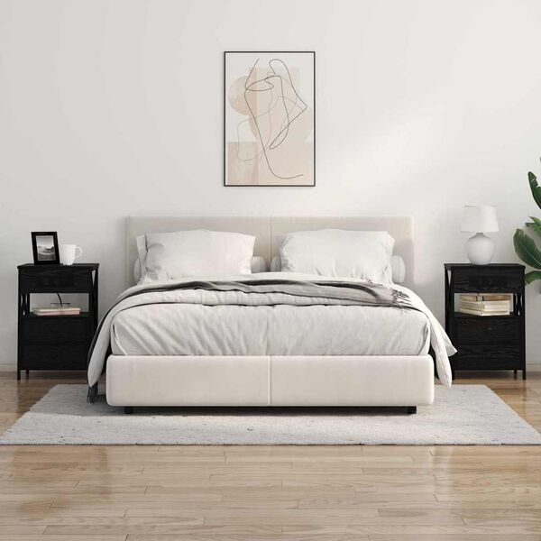 vidaXL Nakts skapītis Melns ozolkoks 40 x 31 x 60 cm Inženierijas koks