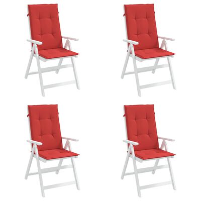 vidaXL dārza krēslu spilveni, 4 gab., sarkani, 120x50x3 cm, audums