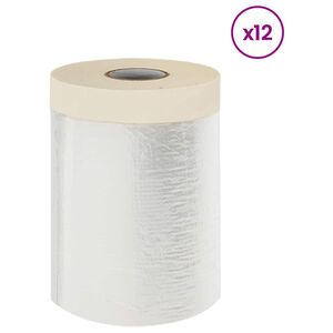 vidaXL Putekļu plēve ar līmējo&scaron;o lentu 12 gab. Caurspīdīgs HDPE