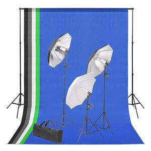 vidaXL fotostudijas komplekts ar fonu un apgaismojumu