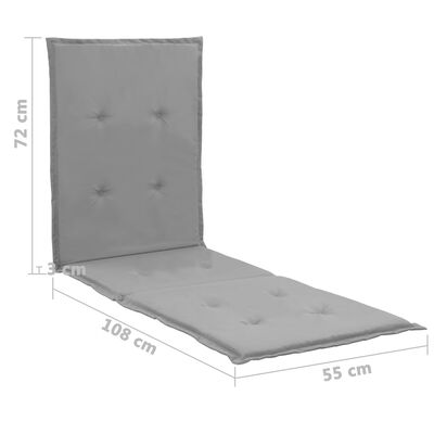 vidaXL atpūtas krēsla matracis, pelēks, 180x55x3 cm
