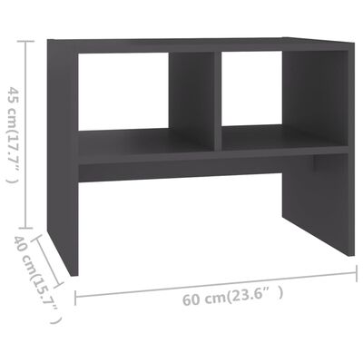 vidaXL galdiņš, pelēks, 60x40x45 cm, skaidu plāksne