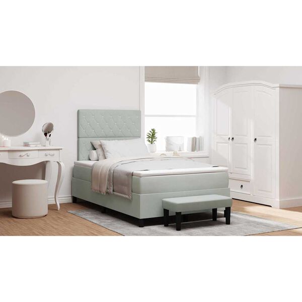 vidaXL Kastītes atsperu gulta Gai&scaron;i pelēka 120 x 190 cm Samts