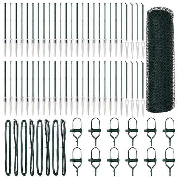 vidaXL Žoga āķis Zaļa 100 x 0,5 m (13 mm acs) Tērauds un PVC