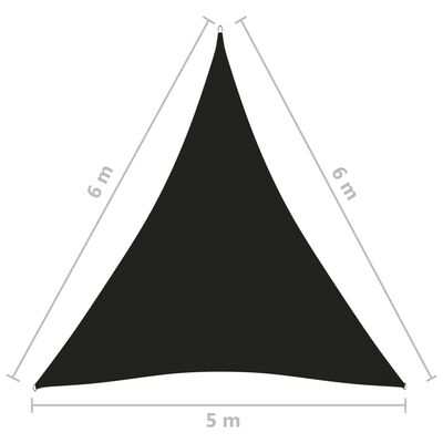 vidaXL saulessargs, 5x6x6 m, trijstūra forma, melns oksforda audums