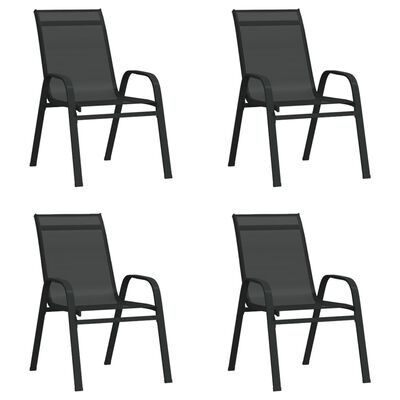 vidaXL dārza krēsli, 4 gab., tekstilēns, melni