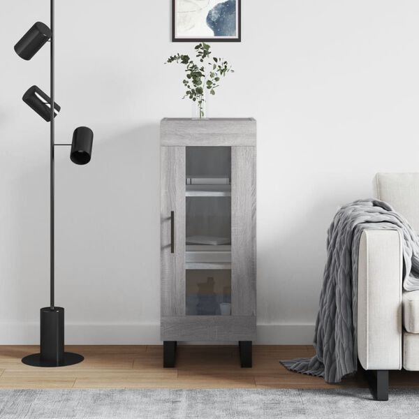 vidaXL kumode, pelēka ozolkoka, 34,5x34x90 cm, inženierijas koks