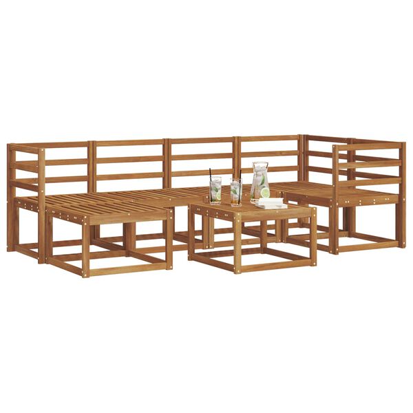 vidaXL Āra dīvānu komplekts 7 pcs Dabiska Cietā akācijas koks