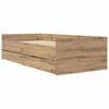 vidaXL Gultas rāmis Artisānā ozols 90 x 200 cm Ciets priedes koks