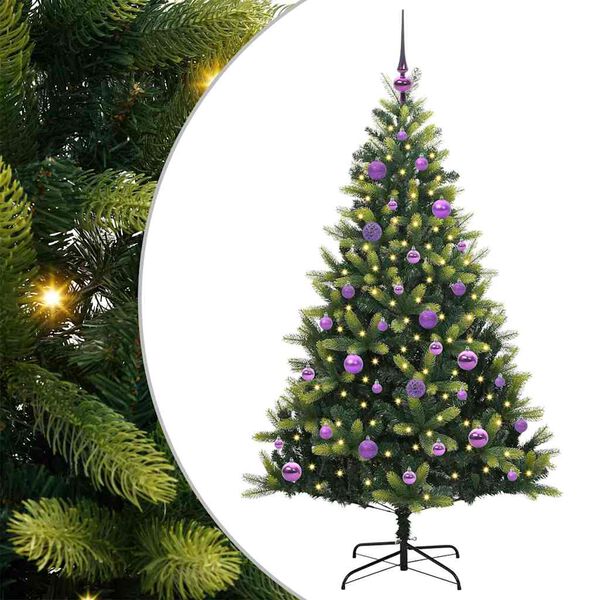 vidaXL Mākslīgā izliektā Ziemassvētku egle ar 150 LED gaismām 150 cm