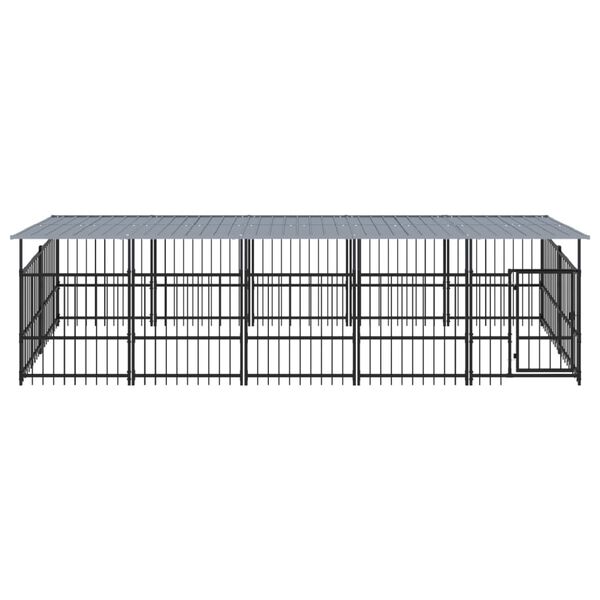 vidaXL suņu voljērs ar jumtu, 9,38 m&sup2;, tērauds
