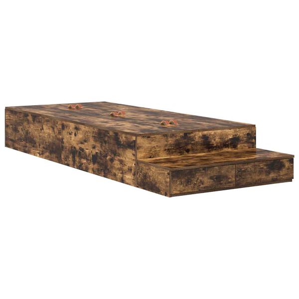 vidaXL Gultas ar uzglabāšanas vietu ar atvilktni Dūmaka ozols 90 cm