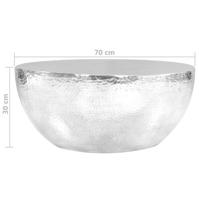 vidaXL kafijas galdiņš, kalts alumīnijs, sudraba krāsa, 70x30 cm
