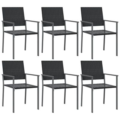 vidaXL dārza krēsli, 6 gab., 54x62,5x89 cm, PE rotangpalma, melni