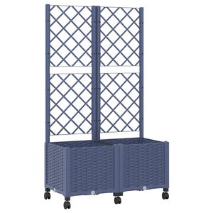 vidaXL Dārza kaste ar treli un riteņiem Zila pelēka 80 x 40 x 146 cm