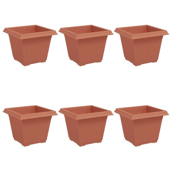 vidaXL Kvadrātveida Ziedu Pods 6 pcs Ķieģeļu sarkans 20 x 20 x 16 cm
