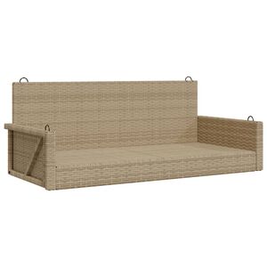 vidaXL &scaron;ūpoļkrēsls, bē&scaron;s, 119x56x48 cm, PE rotangpalma
