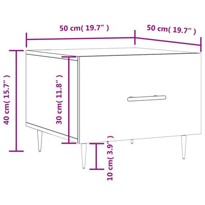 vidaXL kafijas galdiņš, balts, 50x50x40 cm, inženierijas koks